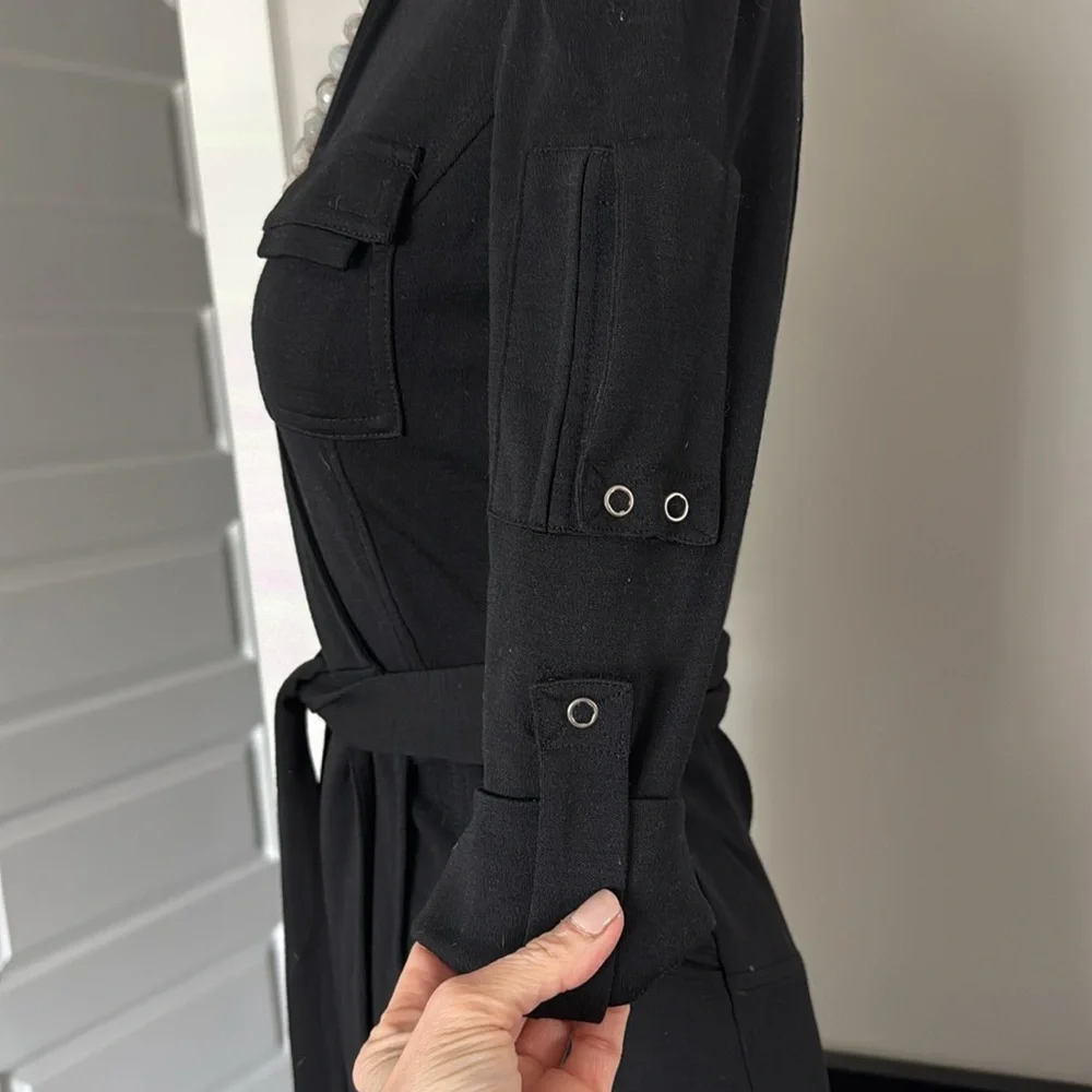 Diane Von Furstenberg Black Sheath Dress with Notched Collar - Picture 3 of 8